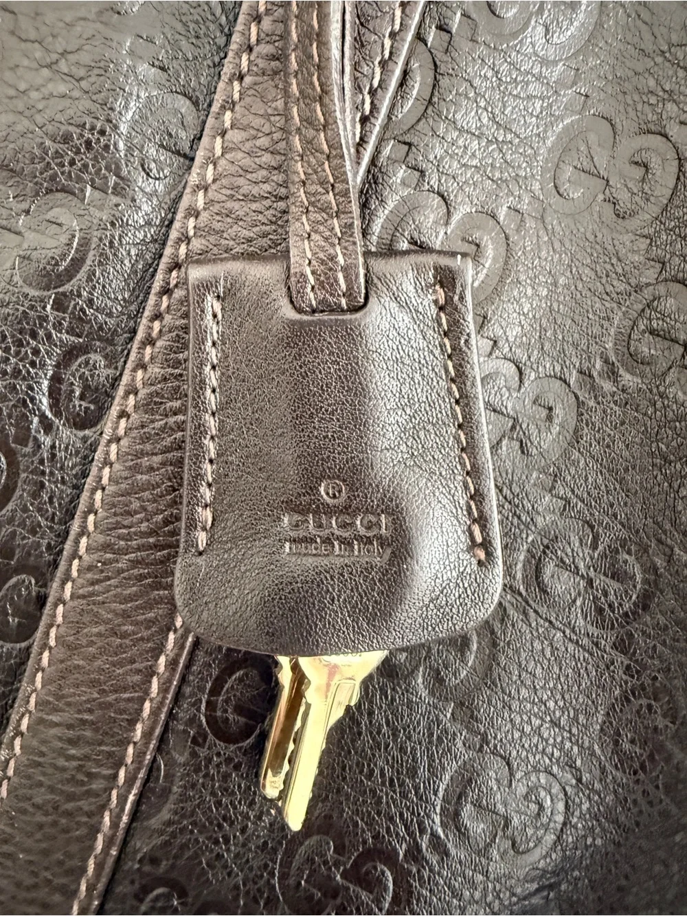 GUCCI Leather Briefcase in Dark Brown